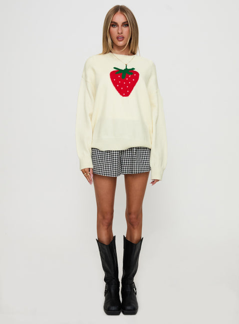 back view of model wearing Princess Polly Living Is Easy Knit Sweater White Long 