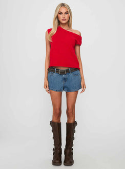 Dreamful Low Rise Mini Denim Short Mid Blue Wash Tall
