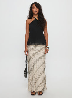back view of model wearing Princess Polly Zerisa Maxi Skirt Multi Maxi Skirts Skirts 