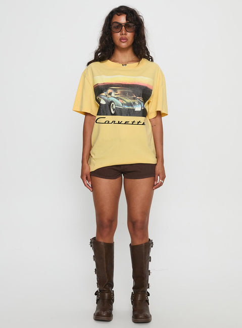 Corvette Legends Oversized Graphic Top Yellow