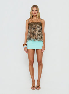 Amiralda Lace Flowy Top Choc Animal