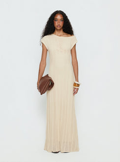 Break My Soul Knit One Shoulder Maxi Dress Beige