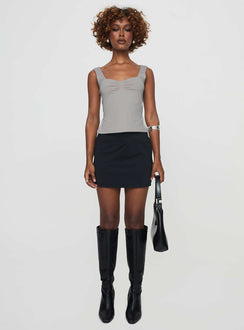 front view of model wearing Princess Polly Felicks Skort Black 