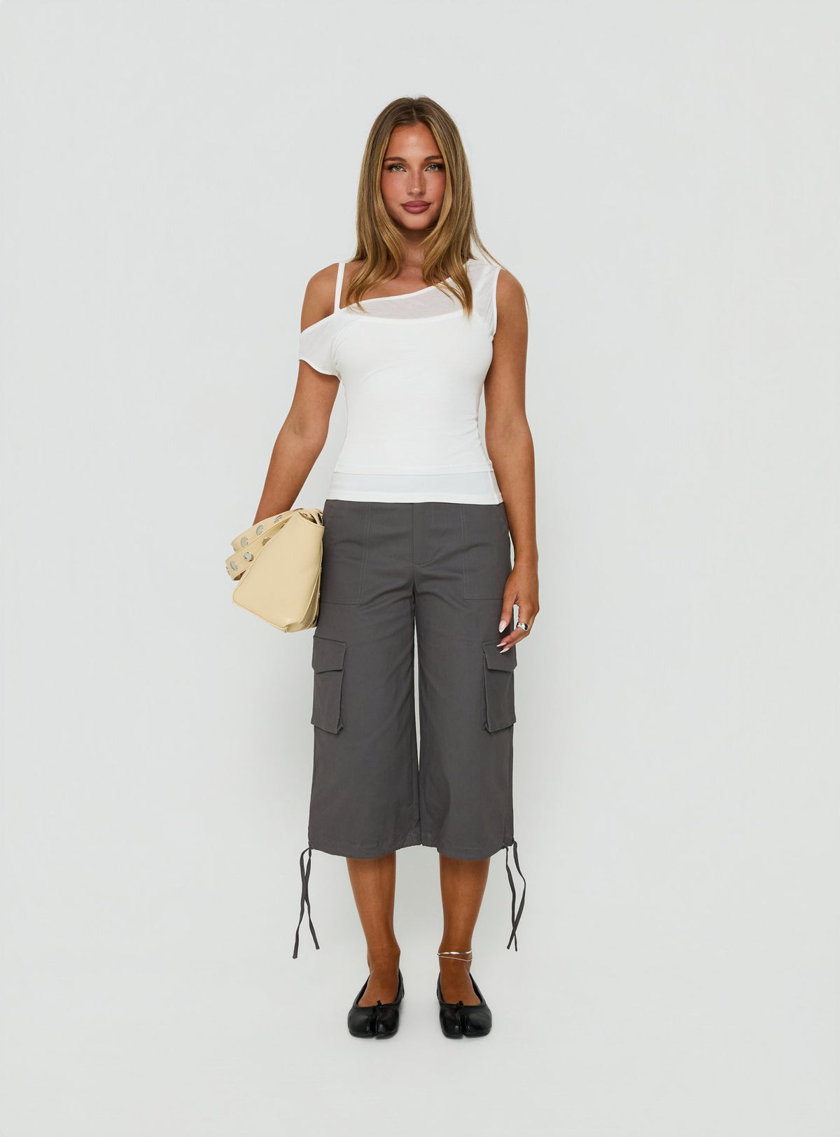 Klaretta Off Shoulder Draped Layered Top White