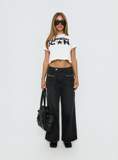Fashion Icon Graphic Baby Tee White / Black
