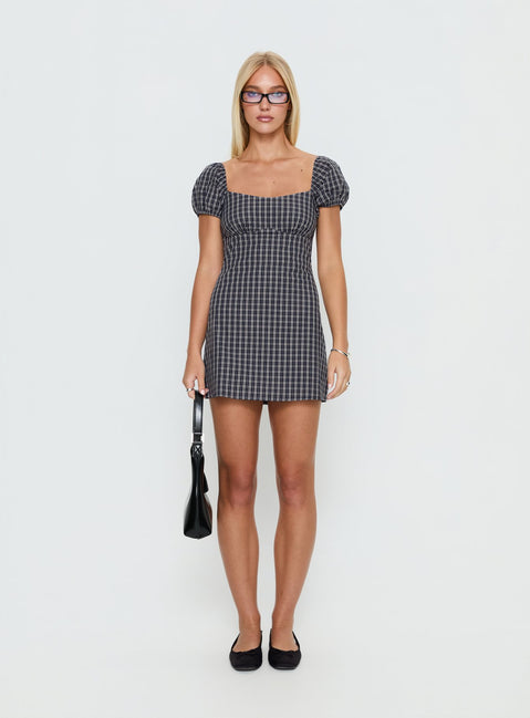 Sorynna Short Sleeve Playsuit Navy Check