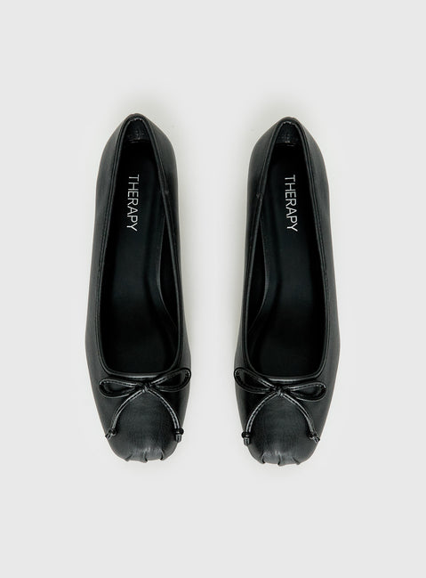 Therapy Sire Block Heel Ballerina Shoes Black