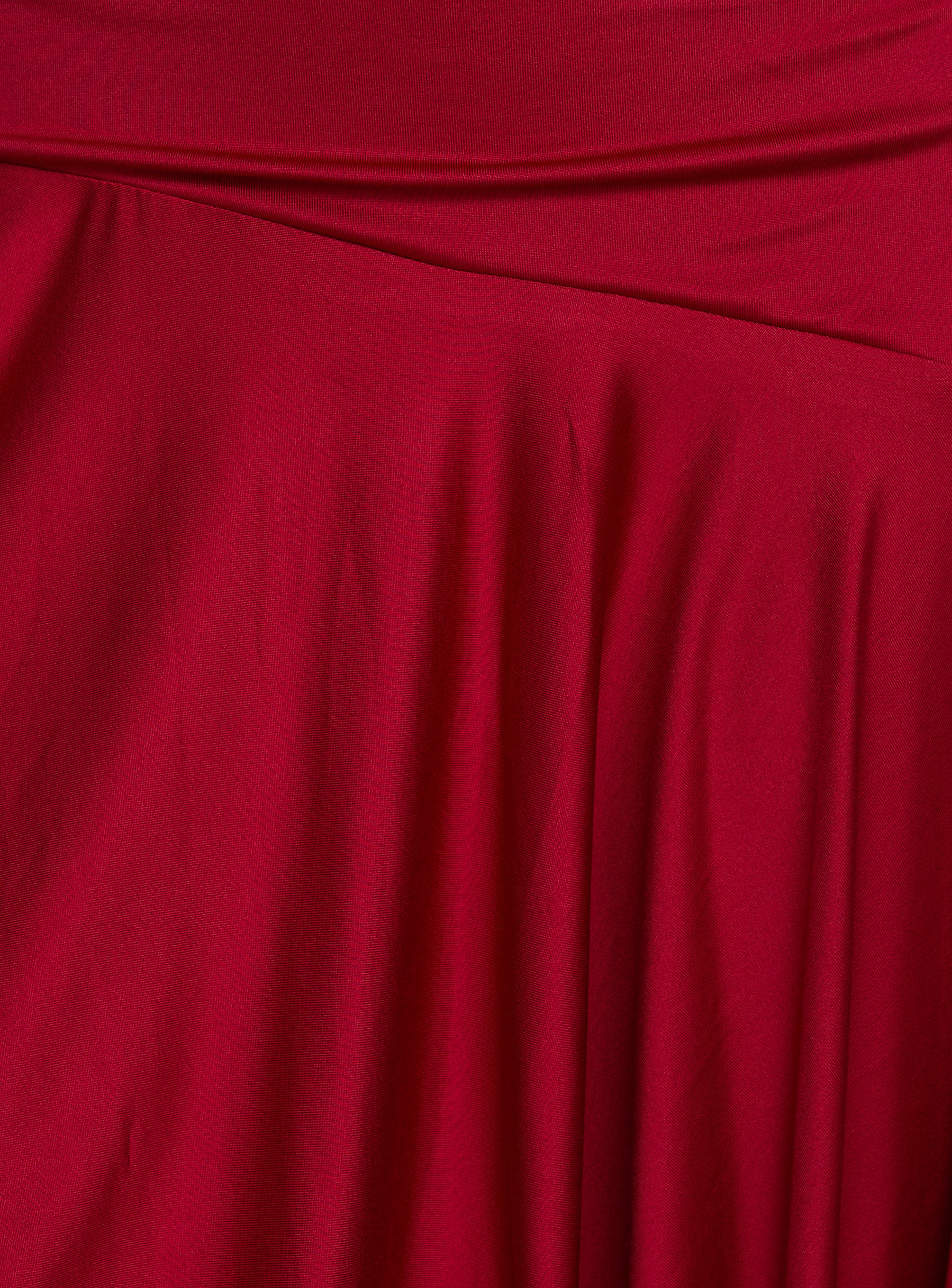 Emara Halter Asymmetrical Midi Dress Red