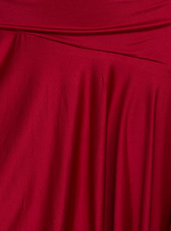 Emara Halter Asymmetrical Midi Dress Red