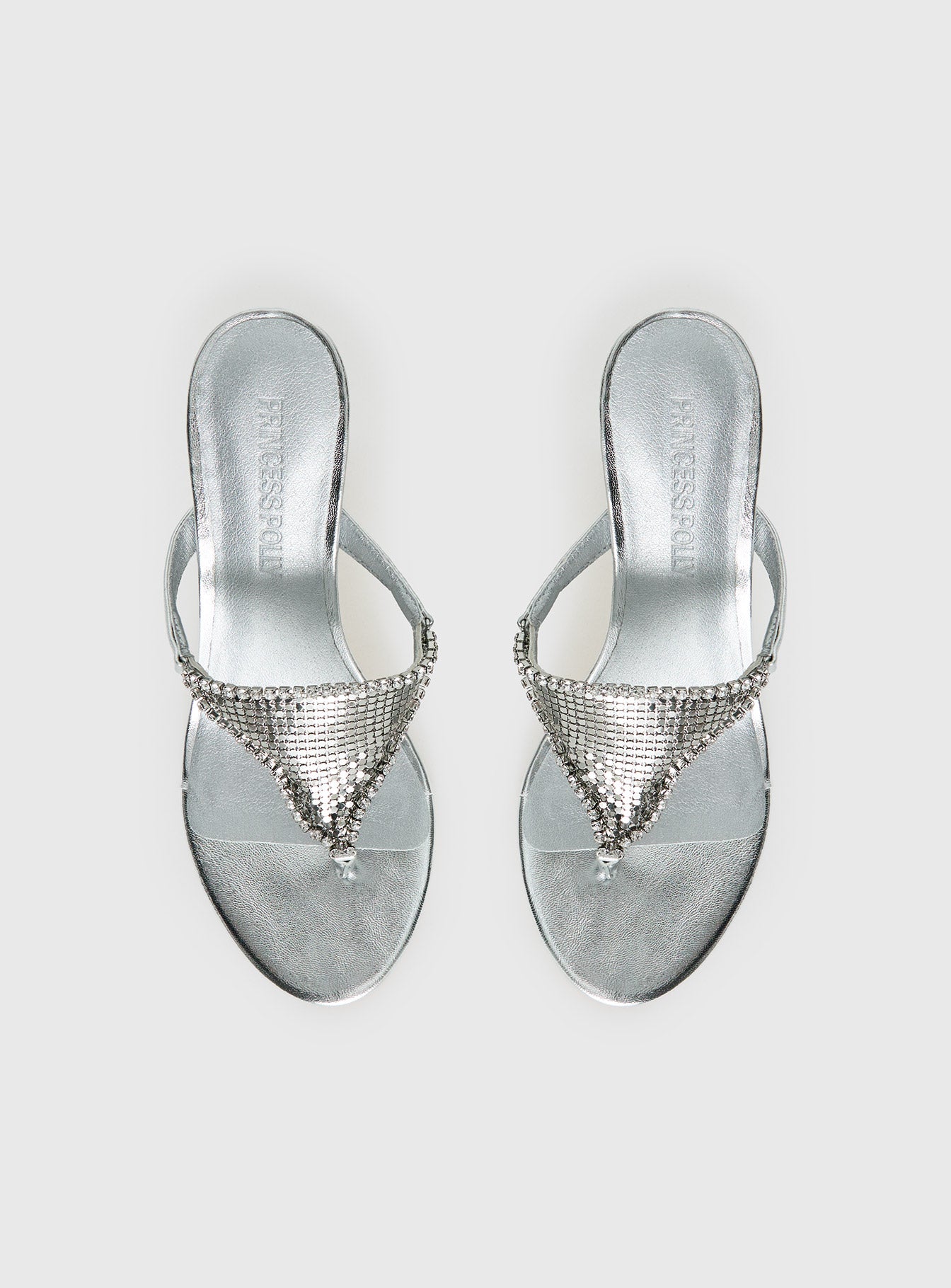 Miss You More Glitter Mesh Heels Silver