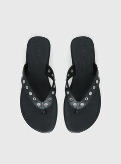 Lyana Eyelet Detail Sandals Black