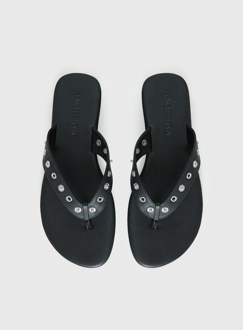 Lyana Eyelet Detail Sandals Black