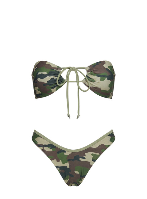 Tropical Vibes Bandeau Bikini Top Camo