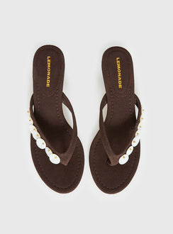 Ginnia Shell Detail Thong Heels Chocolate