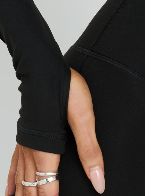New Horizons Long Sleeve V Neck Top Black