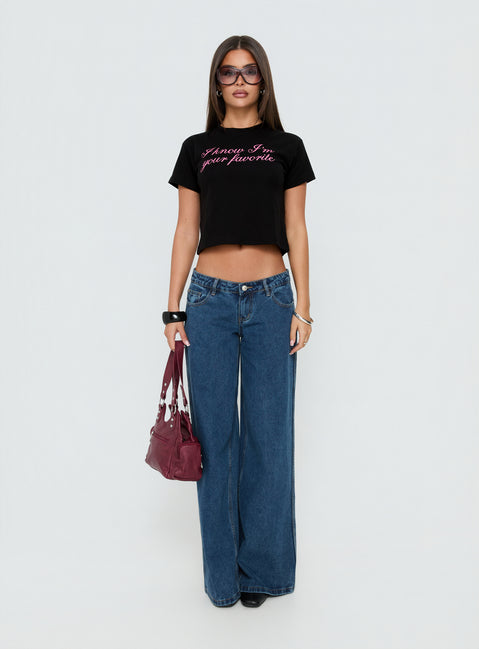 Your Favorite Graphic Baby Tee Washed Black