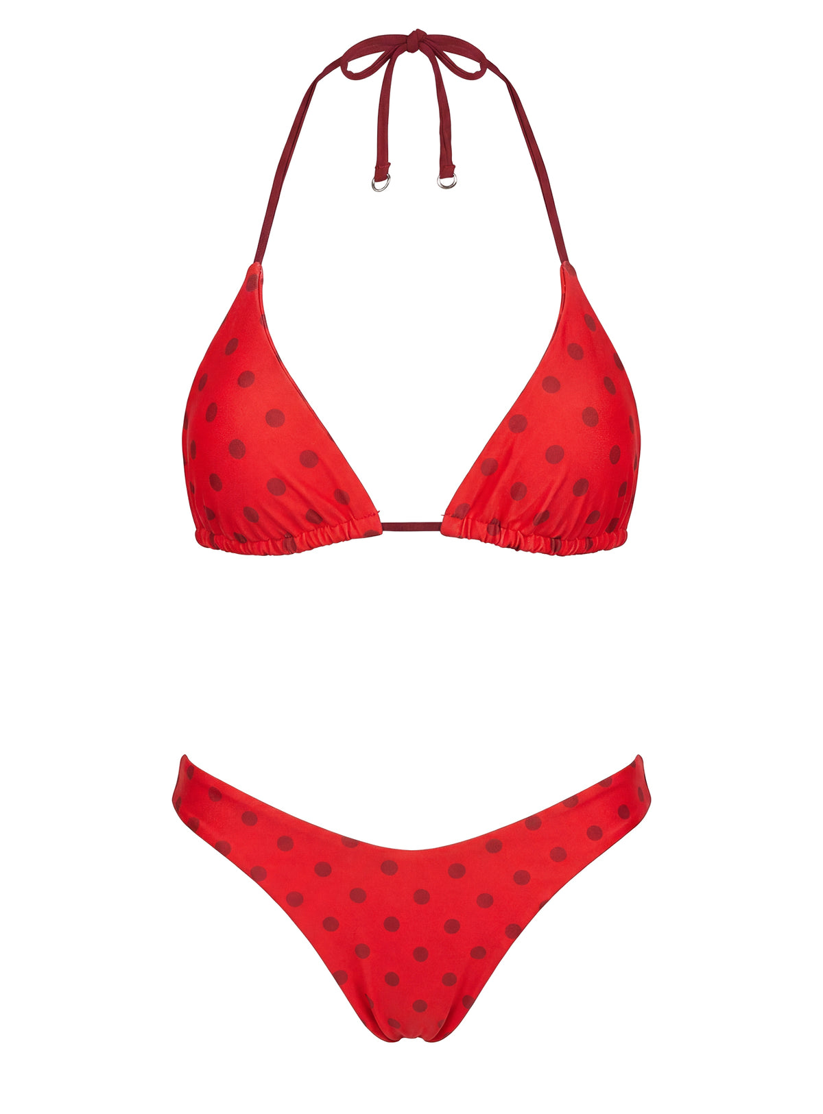 Jenner Reversible Triangle Bikini Top Red Polka