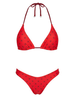 Jenner Reversible Triangle Bikini Top Red Polka