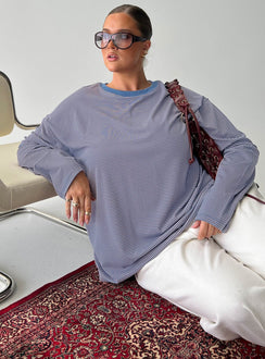 Marlah Long Sleeve Top Blue Stripe Curve
