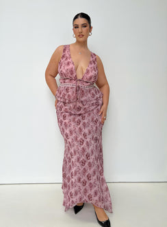 back view of model wearing Princess Polly Nikolise Top Purple Curve Sleeveless Plunger 