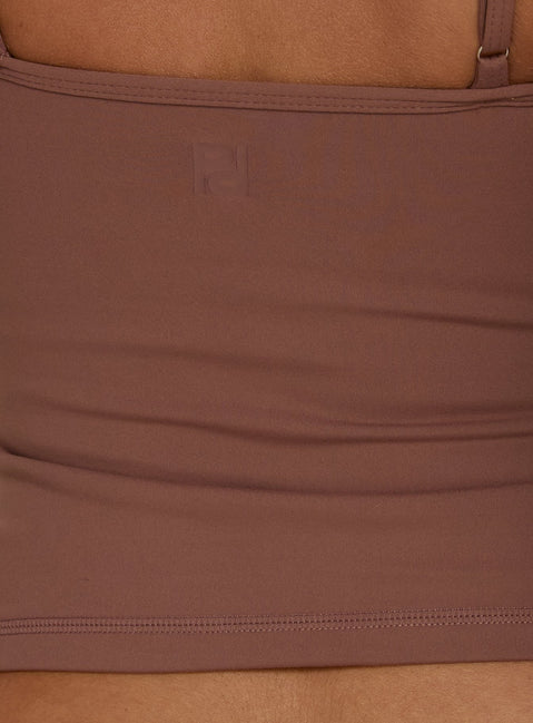 Ascend Layered Halter Tank Top Brown / Pink