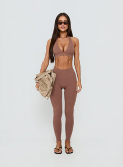 In Motion Active Plunge Halter Crop Top Clay