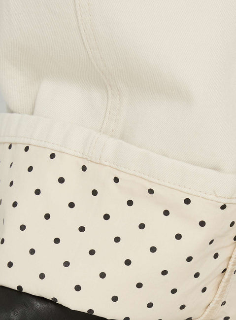 product Princess Polly Nikoletta Foldover Jeans Cream / Polka Mid Rise Jeans 