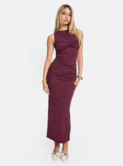 Heart Out Ruched Maxi Dress Plum