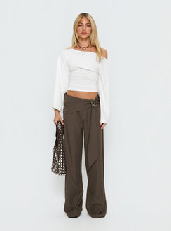 Anastasie Off Shoulder Long Sleeve Top White
