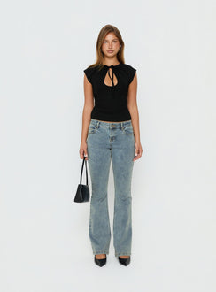 Showcasing Bethany Low Rise Bootleg Jeans Ice Wash in womens-jeans front view of model wearing Princess Polly