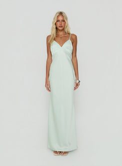 Flip A Switch Satin Lace Slip Maxi Dress Mint
