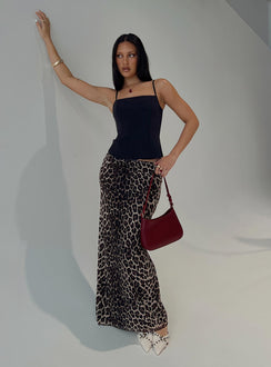   front view of model wearing Princess Polly Ergo Maxi Skirt Leopard Tall Maxi Skirts Skirts 