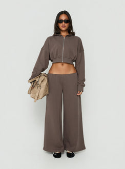 A closer look at the Lanna Fleece Zip Through Cropped Hoodie Grey in womens-jumpers with short length product Princess Polly