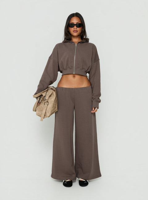 A closer look at the Lanna Fleece Zip Through Cropped Hoodie Grey in womens-jumpers with short length product Princess Polly