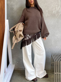 Harmony Balloon Sleeve Knit Sweater Dark Brown
