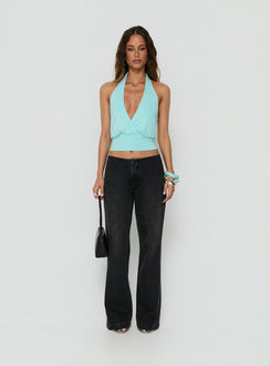 Designed with Buenos No Waist Low Rise Straight Leg Jeans Washed Black womens-jeans featuring low-rise detail Princess Polly