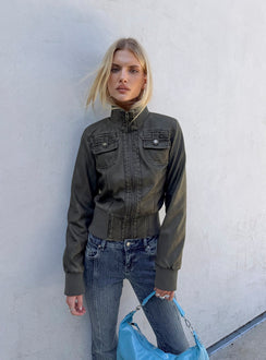 Marykate Funnel Neck Fitted Jacket Washed Black