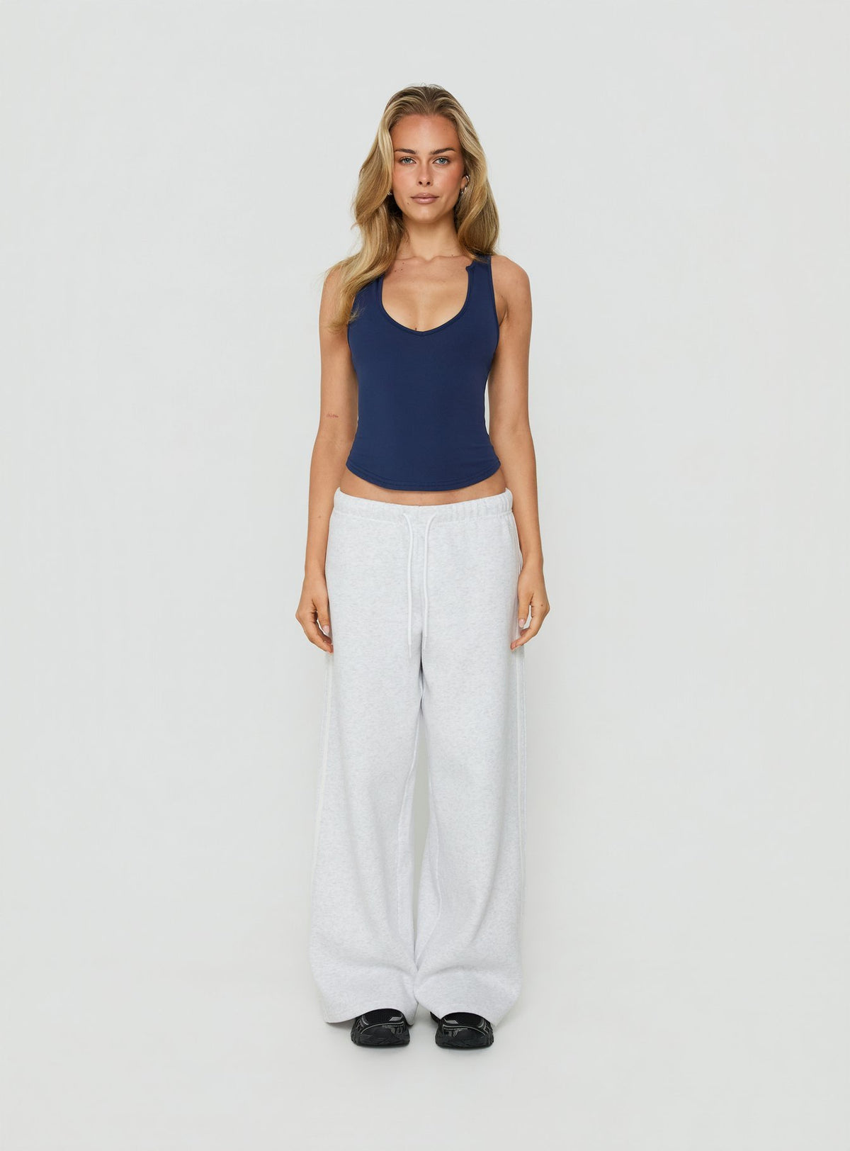 Kennah Wide Leg Sweat Pants Grey Marle