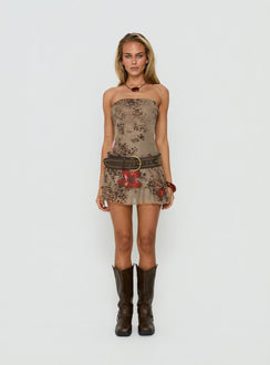 Magic Number Strapless Mini Dress Animal Floral