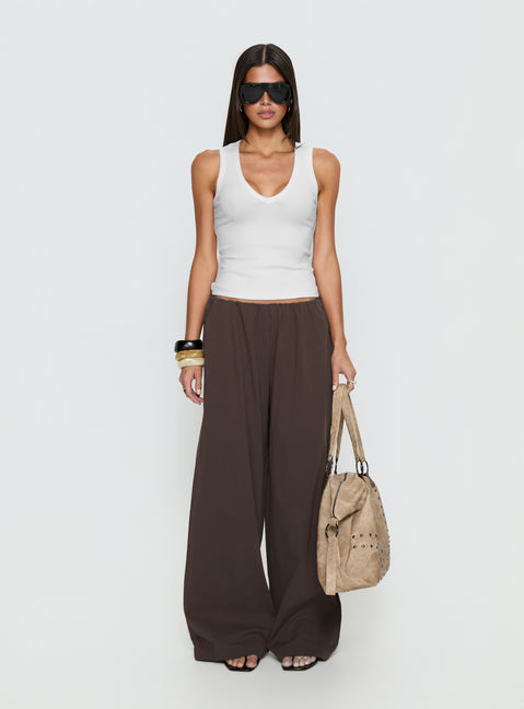 Lunea Concealed Waistband Pants Brown Petite
