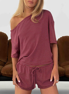 Sugar Surge Tie Waist Shorts Cherry Stripe