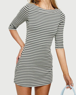 Destinie Boatneck 3/4 Sleeve Romper Multi Stripe