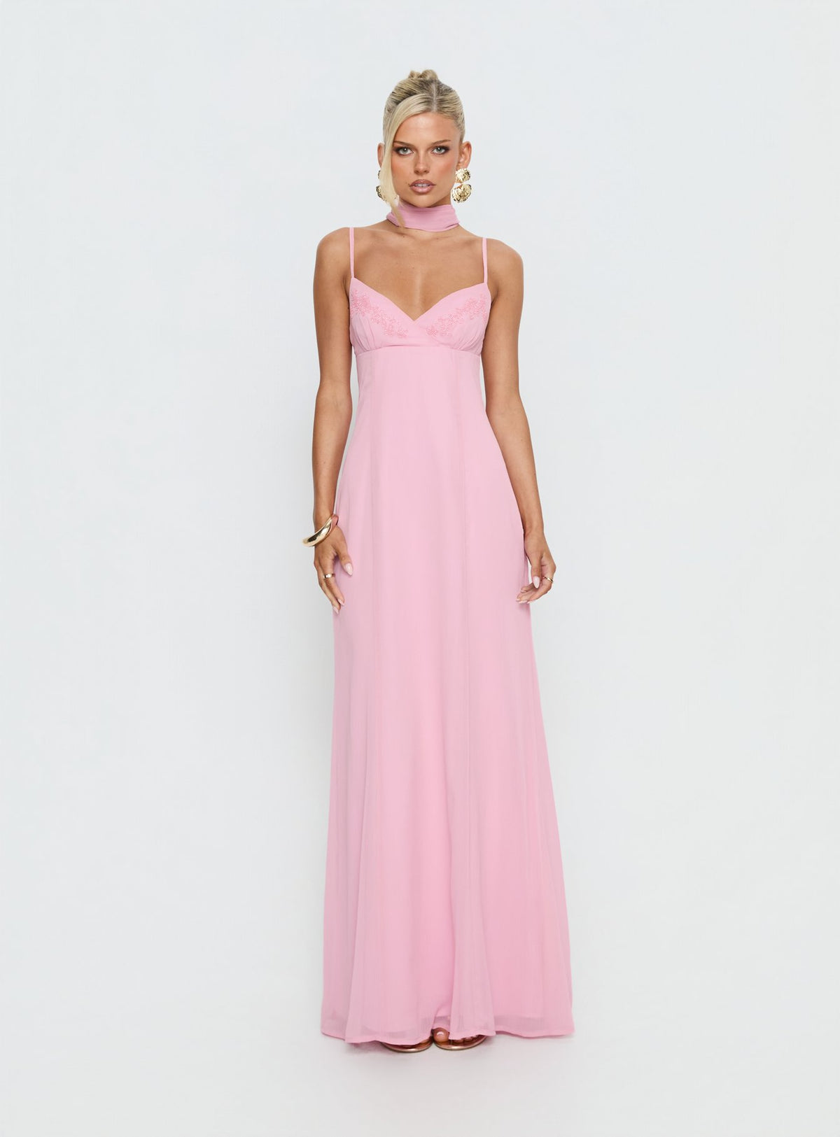 Jadira Scarf Maxi Dress Light Pink