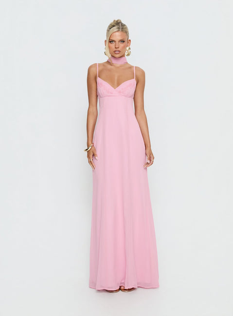 Jadira Scarf Maxi Dress Light Pink