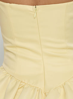 Soft Bloom Drop Waist Strapless Maxi Dress Yellow