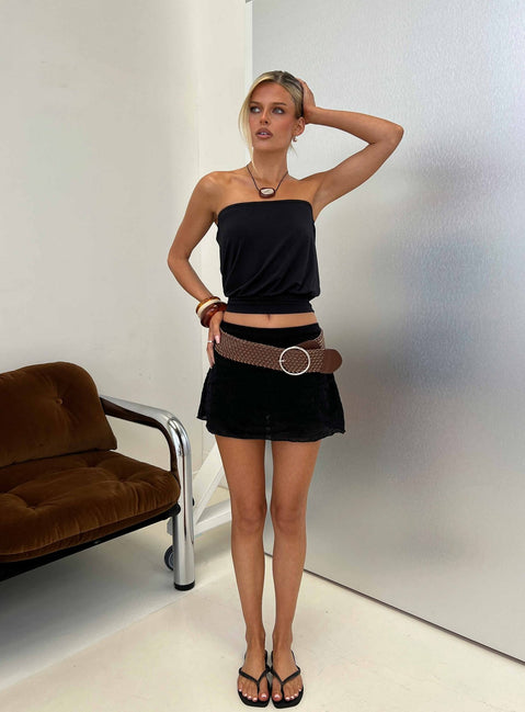 Discover the Roziana Crochet Mini Skirt Black in womens-skirts with mini length product Princess Polly
