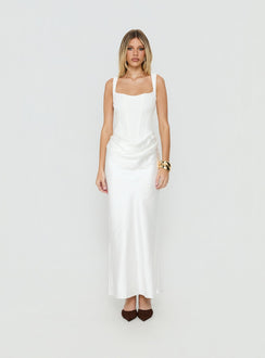 Ryana Corset Drape Maxi Dress White