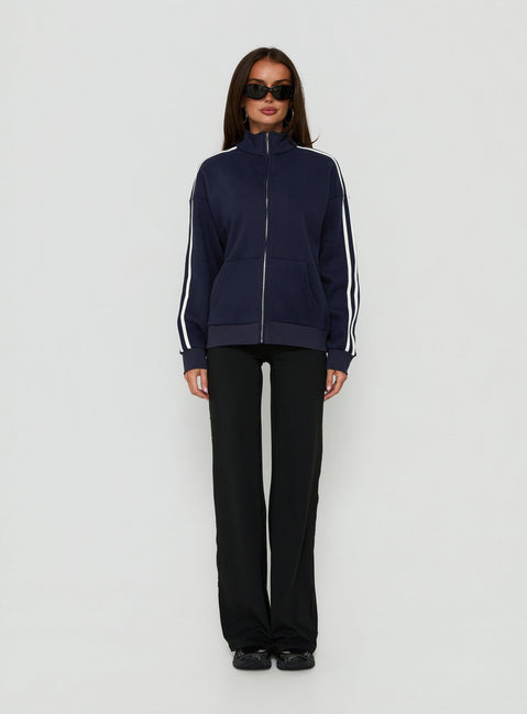 Keeran Funnel Neck Fleece Jumper Navy / White