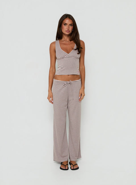 Allice Cross Front Sleep Top Pink / Grey Stripe