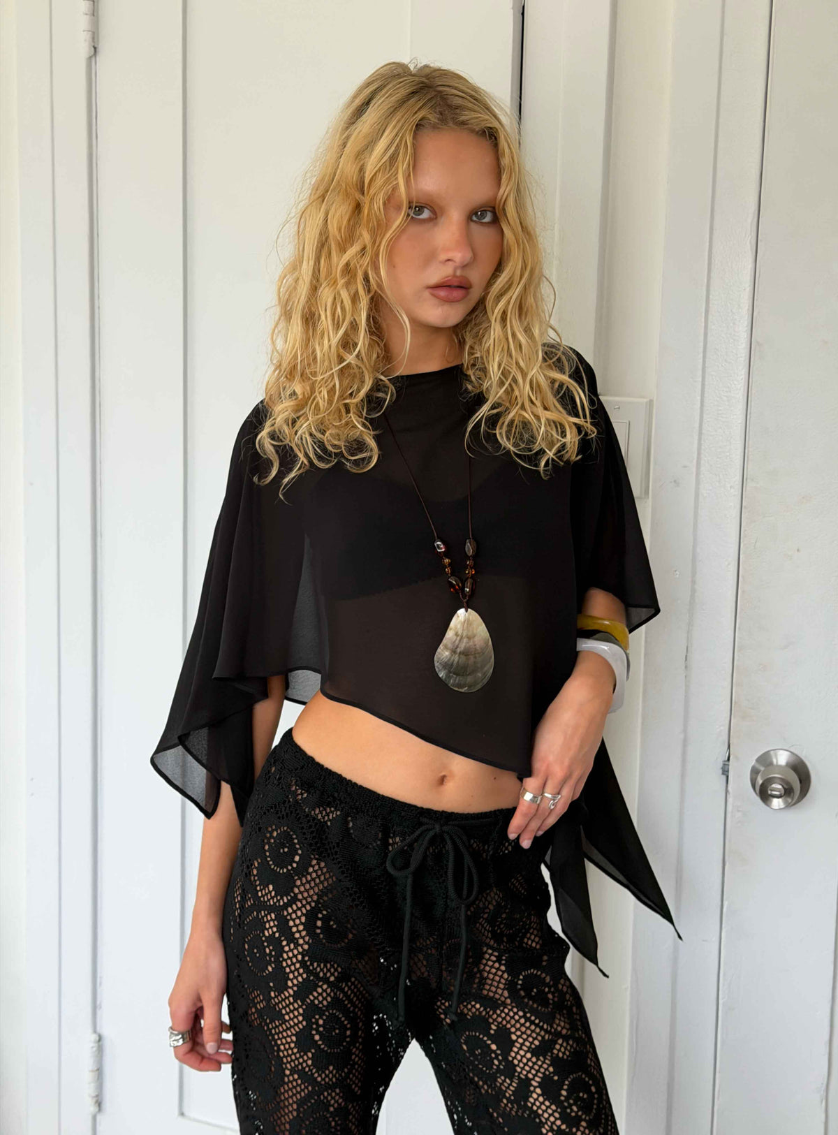 Mairelle Sheer Poncho Black